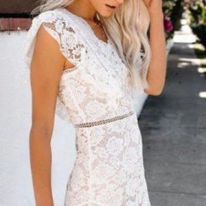 Rose De Meaux Lace Ruffle Dress